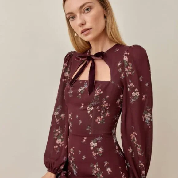 reformation cut out dress Poppies Silk Dress
